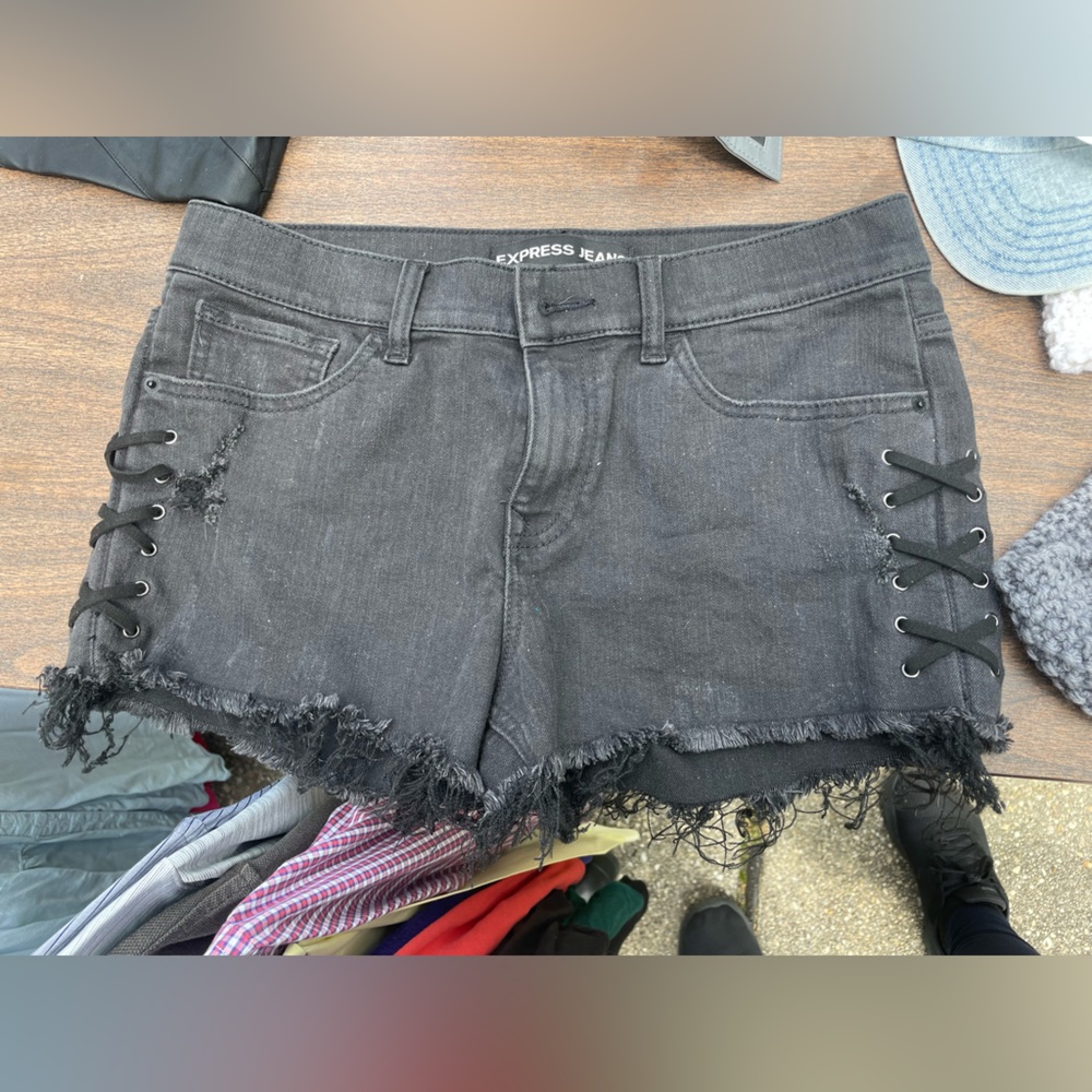Black jean shorts